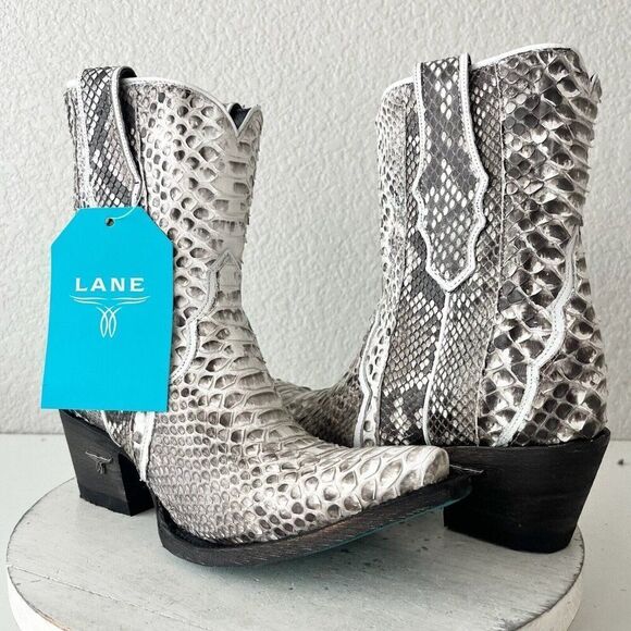 NEW Lane VICKSON Womens Cowboy Bootie 7.5 SnakeSkin Black Western Cowgirl Boots - Picture 11 of 11